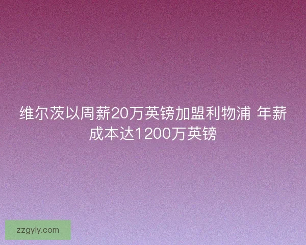 维尔茨以周薪20万英镑加盟利物浦 年薪成本达1200万英镑